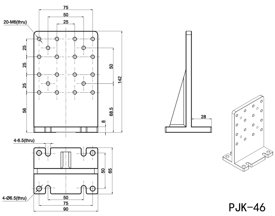 PJK-45 PJK-46 Rectangular rectangular plate Angle through a rectangular base PJK-45 PJK-46 Rectangular rectangular plate Angle through a rectangular base