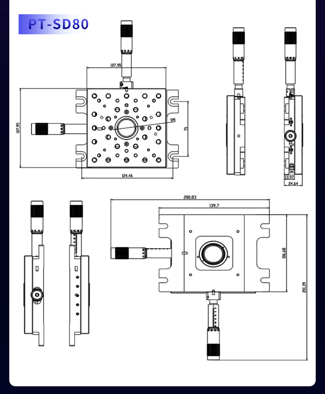雙軸線性位移臺(tái)XY軸平移臺(tái)手動(dòng)精調(diào)光學(xué)實(shí)驗(yàn)滑臺(tái) PT-SD79/SD80